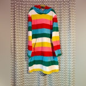Mini Boden | Rainbow Striped Toweling Hoodie, Size 9-10y